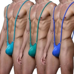 YINYOUYU Mens Sexy Thong Underwear G String Mankini Jock Straps Adjustable Bodysuit V Sling Lingerie