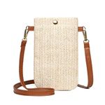 YXQSED Phone Bags for Women Crossbody, Straw Crossbody Phone Bag Mobile Phone Pouch with Long Adjustable Strap for Women