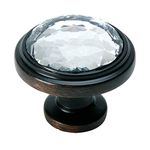 5 Pack - Cosmas 5317ORB-C Oil Rubbed Bronze Cabinet Hardware Round Knob with Clear Glass - 1-1/4" Diameter