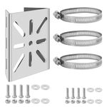 Kioiner Universal Vertical Pole Mount, Stainless Steel Mounting Corner Bracket with 3 Pcs 100mm Diameter Loops for CCTV Security Camera Solar Panels Stage Lights PTZ Dome