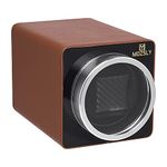 MOZSLY Single Watch Winder for Automatic Watches with Quiet Motor 12 Rotation Mode Setting Leather Brown