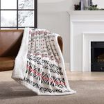 Eddie Bauer - Throw Blanket, Reversible Sherpa Fleece Bedding, Home Decor for All Seasons (Mountain Village Red, Throw)