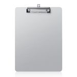 Metal Clipboard Recycled Aluminum Document Holder Steel Stainless Hangable Low Profile Clip Letter Size A4 File Paper Sheet, Ultra Quality for Office Business School Teach Jobsite Laboratory Medical