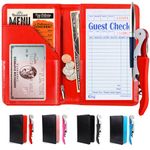 Server Book Wallet Waitress Organizer – with Wine Opener, Waitress Book That Fits in Apron and Holds Receipts, Pocket Money and Guest Check, Waitress Accessories, Cute Server Book (Red)