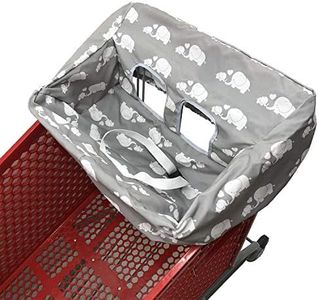 Portable 2-in1 Grocery Cart Cover and High Chair Seat Cover for Baby (Grey Elephant)