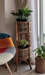 HM SERVICES Handmade Bamboo Cane Wooden Planter Stand for Home, Living Room, Balcony, Indoor, Outdoor Garden, Flower Pot