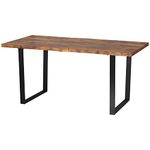 HOMCOM 63" Dining Table, Industrial Kitchen Table with Wave-Edged Tabletop and Steel Legs for Up to 6 People, Rustic Brown