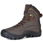 XPETI Mens Walking Hiking Boots Waterproof Trekking Shoes Outdoor Summer Vegan Lightweight Tall Mountain Brown Size 10 UK