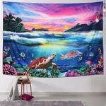 FENDROM Ocean Sea Turtle Tapestry Sunset Tapestry Underwater World Tapestry Tropical Fish Tapestry Wall Hanging for Bedroom Dorm Room