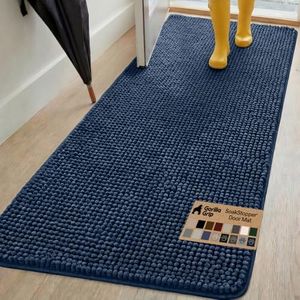 GORILLA GRIP Dog Doormat, Absorbent Doormats for Muddy Dogs Paws, 70x24 Machine Washable Soakstopper Rugs, Cleaner Floors, US Designed Pet Bed Door Mat, Indoor Entrance Pets Rug, Navy Blue