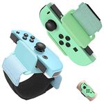 FANPL Upgrade Wrist Bands Compatible with Dance 2025/2024/2023/2022, Adjustable Elastic Strap for Switch & OLED JoyCon Controller, Fit for Adults & Children,2 Pack (for Animal Crossing Blue & Green)