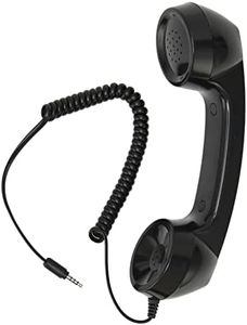 Auricular Retro para Teléfono Móvil, Antiradiación Auriculares para Teléfono con Cable Vintage Auricular para Teléfono Celular de 3,5 Mm con Micrófono para Teléfonos, Tabletas, (Negro)