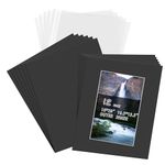 16x20'' Black Mat Board Kit for 11x14'' Photos or Pictures-Pack of 12,Acid Free 4-Ply Beveled Pre-Cut Core with Backing Board and Clear Bag