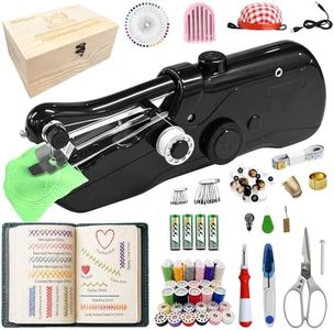 Handheld Sewing Machine with Wooden Sewing Box & 169-Piece Kit, Includes Embroidery Stitch Book, Portable Cordless Hand held Sewing Machine for Beginners & Adults