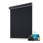 SmartWings Motorized Blind Work with Homekit Thread-Enabled, 100% Blackout Smart Shades with Remote Control, Automatic Roller Shade, Electric Blinds Customized Size in min.16 W, Eclipse Onyx Black