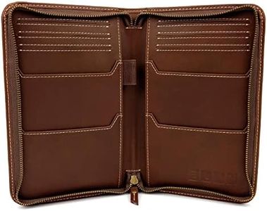EXCELLO GLOBAL PRODUCTS Unisex-Adult Leather Travel Wallet & Passport Holder, Elastic, Brown Split Grain Leather