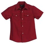 Gioberti Boys Solid Short Sleeve Western Shirt, Burgundy Size 6