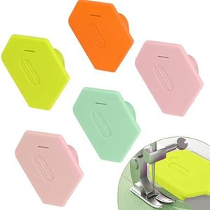 5 Pack Magnetic Seam Guide for Sewing Machine, Multifunctional Polygonal Hemmer Gauge with Sewing Tools, Strong Magnetic Seam Guide with Scale, Sewing Accessories and Supplies (4 Colors)