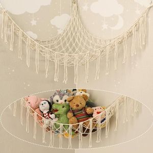 YELIENM Boho Stuffed Animals Net Or Hammock Large,55 inch Toy Hammock Macrame Stuff Animal Storage Corner Hanging Net Holder,Mesh Hammock Plush Toy Organizer with Tassel & Hooks for Bedroom,Nursery