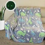 Glow In The Dark Dinosaur Blanket For Girls,Luminous Dinosaur Blanket for Boys Girls,Super Soft Fuzzy Plush Flannel Furry Fleece Blanket Bed,Sofa,Birthday Unicorn Gifts (Dinosaur B, 130 x 150 cm)