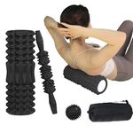 Foam Roller 4in1 Set OUPLIFY - Back Roller Foam For Back Pain, Muscle Roller Stick, Storage Bag, Spiky Massage Roller for Deep Tissue Massage Exercise roller-BK