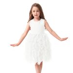 Miipat Baby Girls Tutu Dress Ruffle Flower Toddler Tulle Sleeveless Princess Party Sundress（White， 5-6Years）