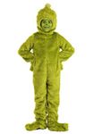 Dr. Seuss The Grinch Open Face Kid's Costume, Faux Fur Jumpsuit, Shoe Covers & Gloves - Officially Licensed Small