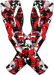 B-Driven Sports Premium Pro-Fit Compression Arm Sleeves for Men Women & Youth 44 Graphic Designs – Improve Circulation Reduce Muscle Fatigue Enhance Performance for Baseball Football & More– (1 Pair)