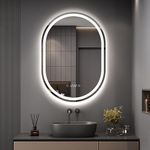 Dripex 500 x 700 mm Oval Bathroom LED Mirror, LED Mirror Bathroom with Light, Illuminated Backlit Wall Mounted Mirror with Demister, Anti-fog, 3 Lighting Modes, Dimming Light, IP44