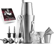 FineDine Cocktail Shaker Set - 14-Piece Cocktail Making Set w/ 26 oz Stainless Steel Shaker & Strainer - Bartender Kit - Cocktail Gift Set