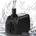 Cadrim Aquarium Water Pump-300GPH Submersible Pump(1200L/H, 25W), Ultra Quiet Fountain Pump with 6.6ft High Lift, 2 Nozzles for Fish Tank, Pond, Statuary, Hydroponics