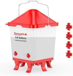 ZenxyHoC 5.0 Gallons Chicken Waterer Bucket with 4 Horizontal Water Nipples, Adjustable Heights and Anti Roost Cone