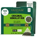 VAHDAM, Original Himalayan Green Tea (100 Count) High Grown, Non GMO, Gluten Free, Low Caffeine | Earthy & Smooth | Plant-Based Pyramid Tea Bags