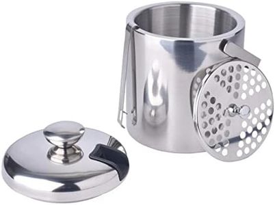 Eidoct Stainless Steel Ice Bucket, Double-Layer Thermal Insulation Ice Bucket with Lid,Strainer and Ice Tong, Perfect for Home Bar, Restaurant, BBQ, Parties, Clubs (1.3L)