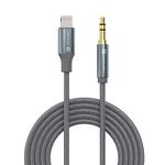 Portronics ikonnect L+ 8Pin to 3.5mm Aux Cable with 1M Length, Nylon Braided, Metal Heads, Gold Plated Connector Compatible with Cars, Mobiles, Headphones & Home Theatres(Black)