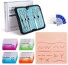 Alcedo Suture Practice Kit for Medical Students, Complete Set (32 Pieces) Include Extra Large Suturing Pad with Pre-Cut Wounds, Tools Kit, and Suture Threads, Perfect for Demonstration and Education