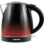 Chefman Electric Tea Kettle, Colour-Changing, Fast-Boiling, Auto Shut-Off, Cordless Pouring, Stainless Steel, BPA-Free Interior, 1.7 Litre Capacity, Black/Red