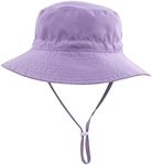 Muryobao Baby Kids Girls Sun Hat Wide Brim UPF 50+ UV Protection Bucket Hats, Purple, 6-24 Months