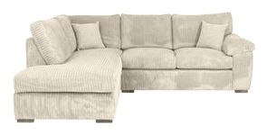 Sofa Selection Jumbo Cord Elegant L Shape 4-Seater Left-Facing Corner Sofa Set, Your Comfort Haven in the Living Room, Our Stunning Jumbo Cord Sofa Collection (Left Hand Facing, Cream)