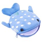 Shark Coin Purse Cute Small Wallet Plush Cartoon Cosmetic Items Bag Animal Zipper Keychain Change Purse Mini Earphone Bag Funny Novelty Coin Pouch for Women(Blue)