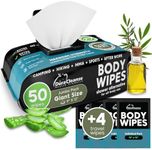 Body Wipes for Men - 50 XL No Rinse