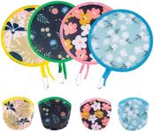 4 Styles Floral Round Foldable Hand Fan Japanese Foldable Fan Style Handheld Foldable Compact Cooling Fans,Round Folding Fan for Outdoor Games,Xmas Decoration,Festival,Party Favors,Travel,Events