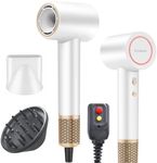 Rizzdeek Dries Hair Quickly 500 Million 1627W Ion Hair Dryer,Low Noise 110k RPM Professional High Speed Fast Drying Lightweight Blow Dryer with Thermo-Control,Gifts for Women for Home and Travel,White