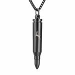 XSMZB Urn Necklaces for Ashes Bullet Container Pendant Stainless Steel Keepsake Holder Ashes for Pet Human Memorial Cremation Jewelry for Men Women (Black-Deer)