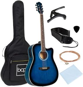 Best Choice Products Beginner Acoustic Electric Guitar Starter Set 41in w/All Wood Cutaway Design, Case, Strap, Picks - Blue