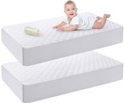 Utopia Bedding Waterproof Crib Fitted Mattress Protector (Pack of 2) - Toddler and Baby Crib Mattress Pad Cover - Soft and Breathable with 7 Inches Deep Skirt (White, 28" x 52")