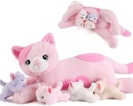 gnomantic Cat Stuffed Animals with Babies Inside, Mommy Toy for Kids