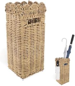 AceList Woven Umbrella Stand for Entryway, PE Rattan with Drip Tray