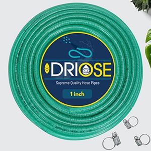 DRIOSE® 3 Layered Heavy Duty Braided 1 inch (25MM) Length:30 Meters, With 3 Clamps || Watering Pipe Lightweight, Durable & Flexible Hose || Garden Car Wash Floor Clean, Pet Bath, Yard