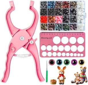 Safety Eye Tool Kit for Amigurumi & Crochet-1150PCS 3D Glitter Safety Eyes,5-30mm Stuffed Animals Safety Eyes Doll Making Supplies,Safety Eye 10-30mm Sizer Tool,Ergonomic Design for Crafting (Pink)